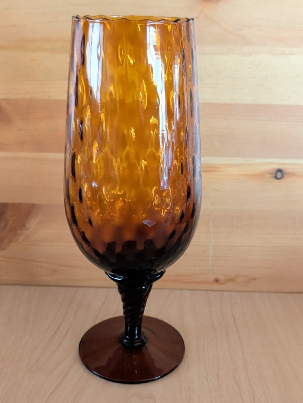 Vintage-Empoli Amber Glass with Twisted Stem.